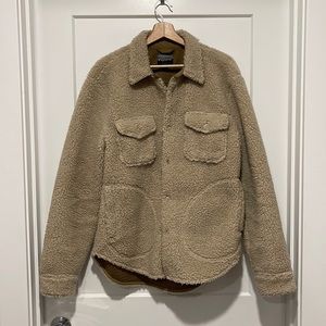 J.Crew Men’s Faux Fur Sherpa-Style Shirt Jacket in Tan